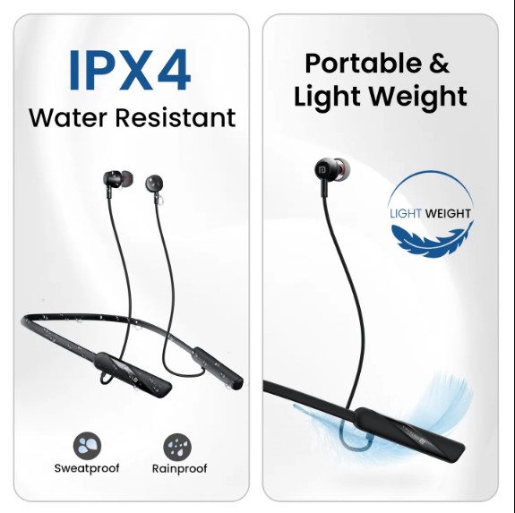 PORTRONICS Harmonics Z10 35 Hour Playtime | Inline Control | Water Resistant | Magnetic Latch