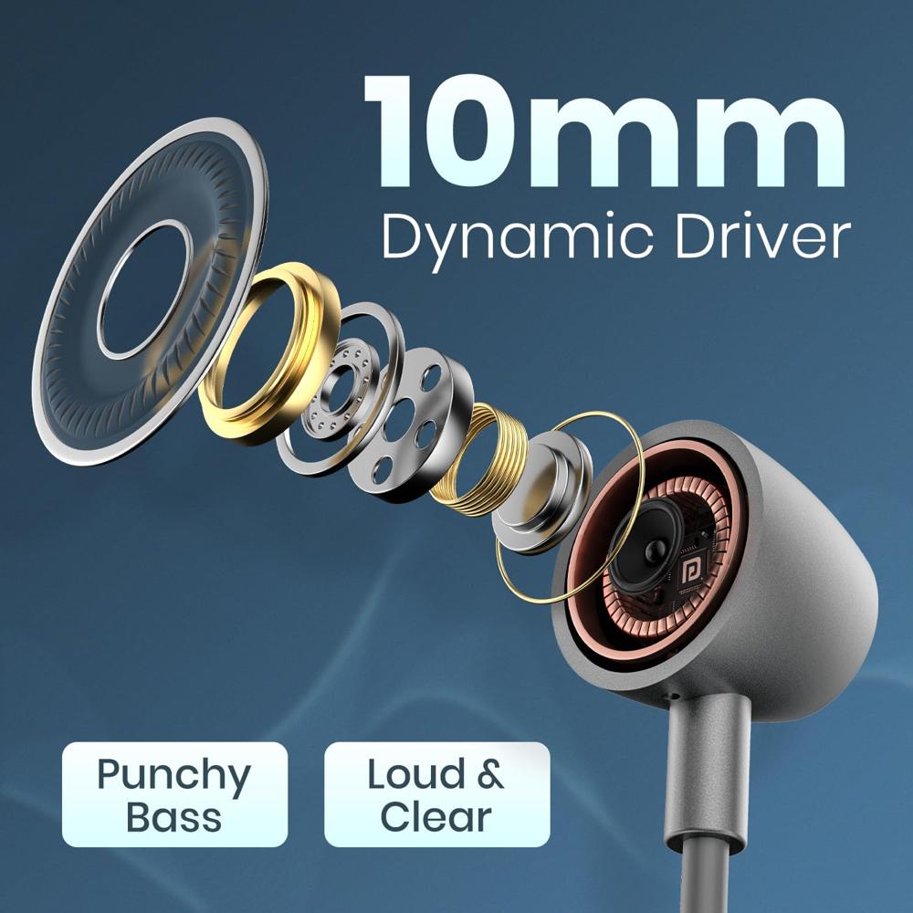 Portronics Harmonics Z12 in Ear Bluetooth Neckband with Metallic Built & Hall Switch(ON/Off),Upto 35 Hours Playtime
