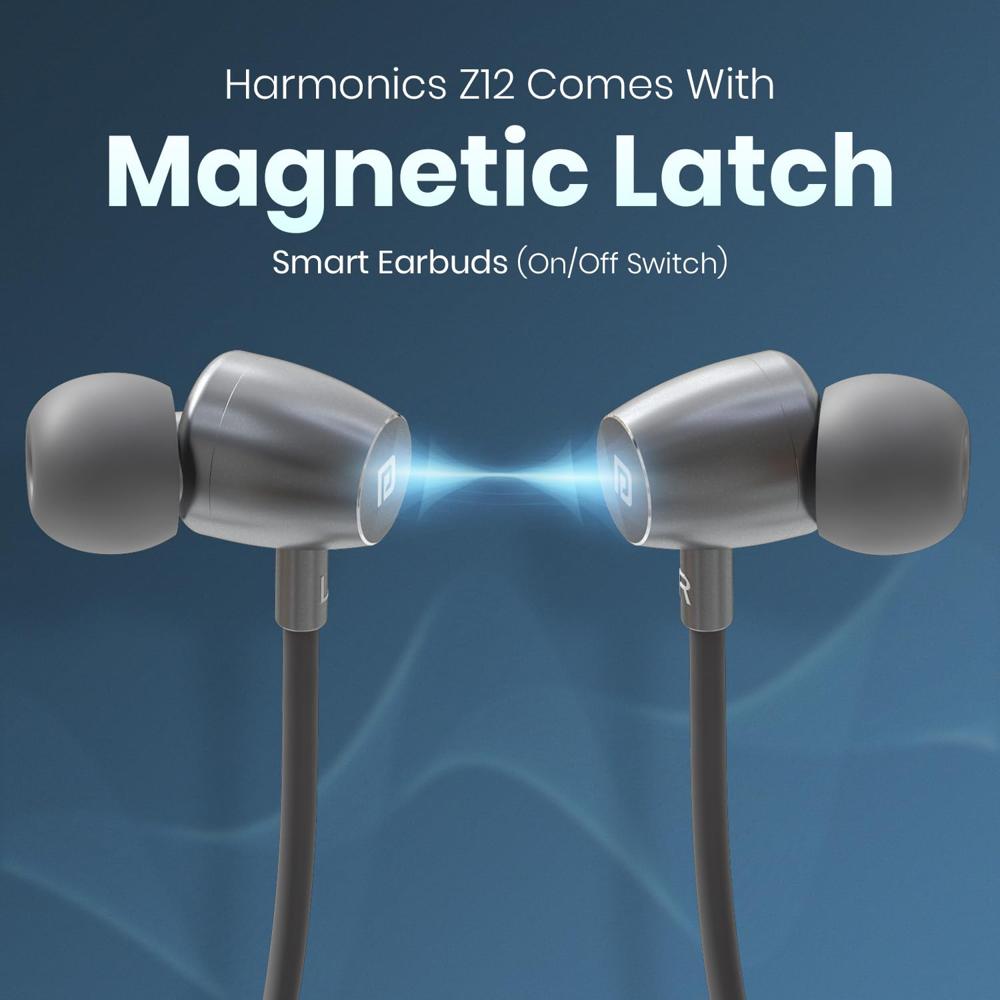 Portronics Harmonics Z12 in Ear Bluetooth Neckband with Metallic Built & Hall Switch(ON/Off),Upto 35 Hours Playtime