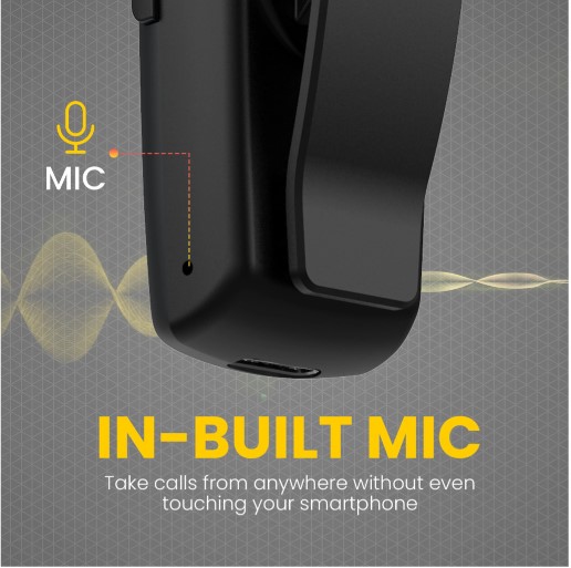 Portronics Harmonics Klip 4 Retractable Bluetooth Music & Calling Earphone Bluetooth Headset (Black, In the Ear)