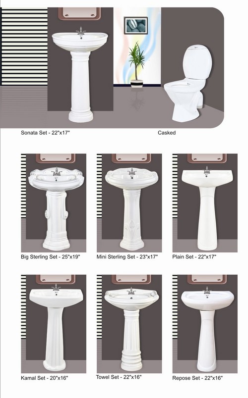 पेडस्टल के साथ वाश बेसिन