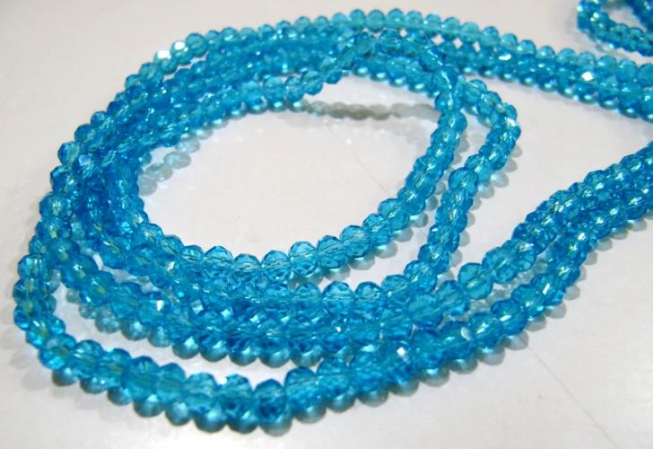 Sky Blue Topaz Beads / 3-4mm Size Rondelle Faceted Crystal Beads / 100 Beads 
