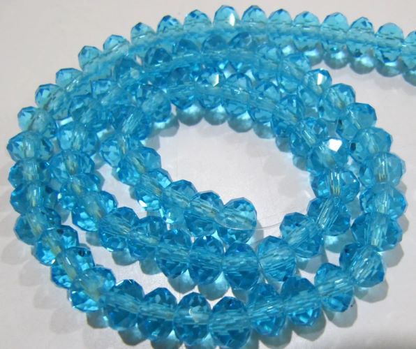 Sky Blue Topaz Beads / 3-4mm Size Rondelle Faceted Crystal Beads / 100 Beads