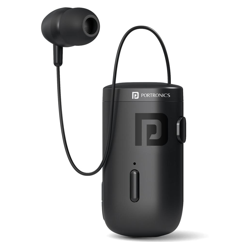 Portronics Harmonics Klip 6 Retractable Bluetooth Calling Earphone With Upto 30 Hour - Bluetooth Version: 5.3