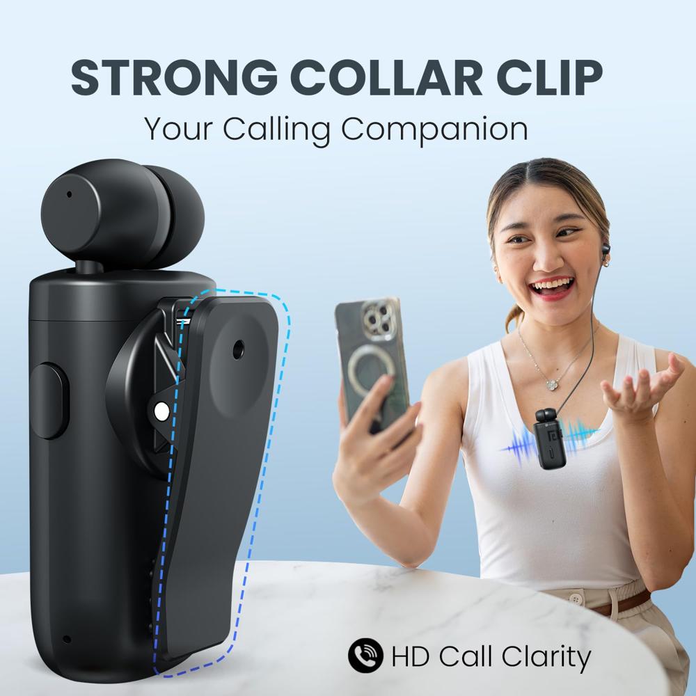 Portronics Harmonics Klip 6 Retractable Bluetooth Calling Earphone with Upto 30 Hour