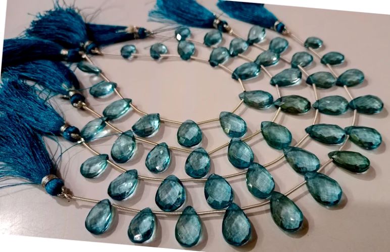 Natural London Blue Topaz Pear Shape Faceted 8x13 to 10x15mm Graduated Gemstone Beads