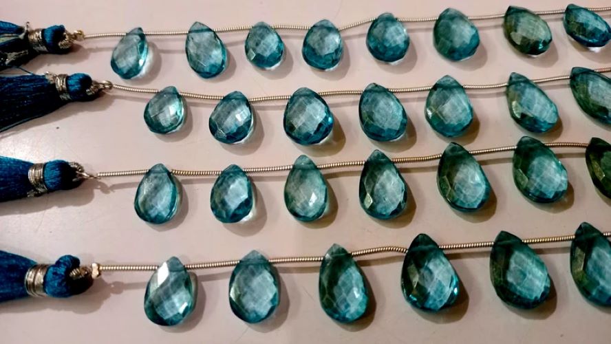 Natural London Blue Topaz Pear Shape Faceted 8x13 to 10x15mm Graduated Gemstone Beads