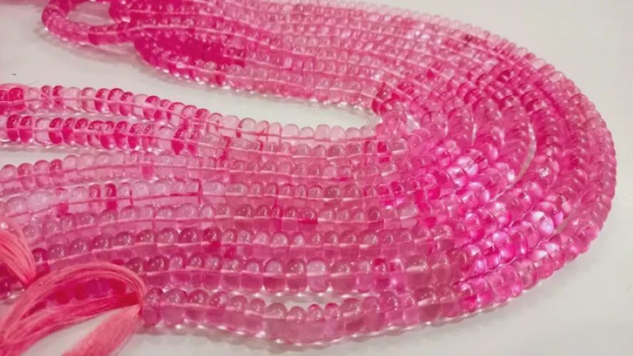 Natural Pink Topaz Rondelle Plain Smooth 6mm & 8mm Beads Sold Per Strand 8 Inches Long Beads