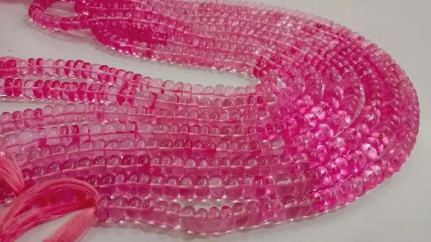 Natural Pink Topaz Rondelle Plain Smooth 6mm & 8mm Beads Sold Per Strand 8 Inches Long Beads