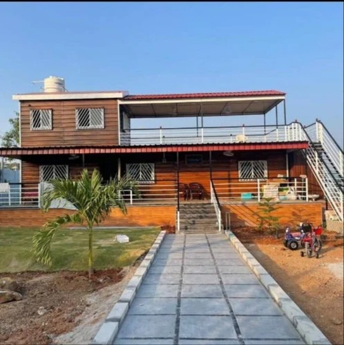 Prefabricated Farm House - Color: Light Cream With Brown Accents