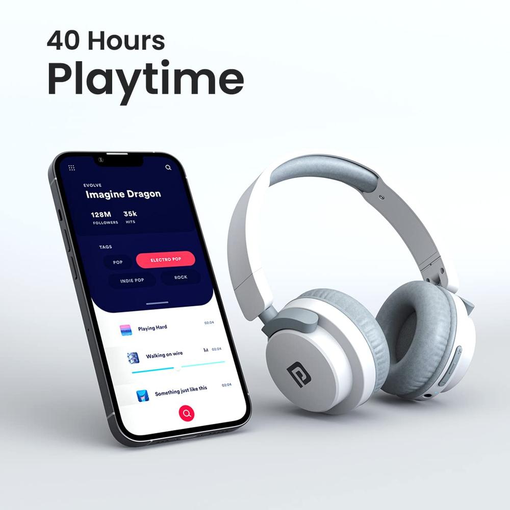 Portronics Muffs M2 Bluetooth Headphones Over Ear with Upto 40 Hrs Playtime, 40mm Dynamic