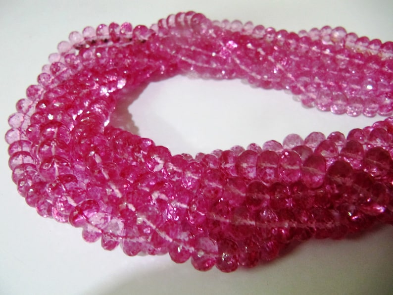 Natural Topaz Pink Color 7-8mm Rondelle Faceted Gemstone Beads Sold Per Strand 8 Inches Long