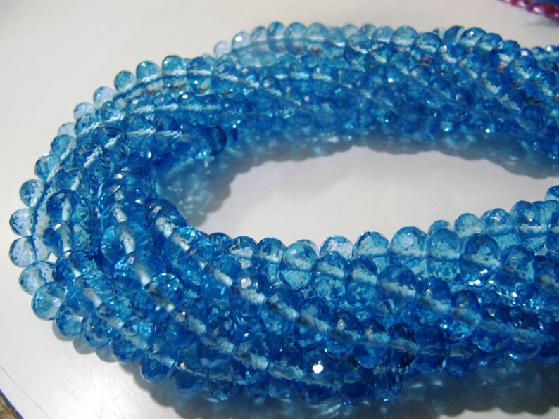 Natural Topaz 8mm Rondelle faceted Beads Swiss blue Topaz Color Gemstone Strand 8 Inches Long