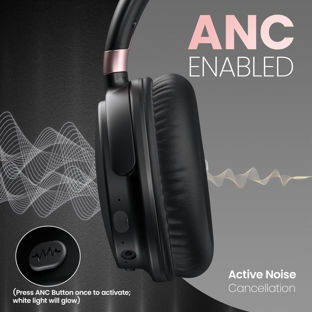 Portronics Muffs M3 Over Ear Headphones with ANC Enabled, Upto 40 Hours Playtime, in-Built