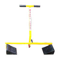 Extendable Double Wheel Chocks Stand With Trolly - Color: Industrial Yellow & Black