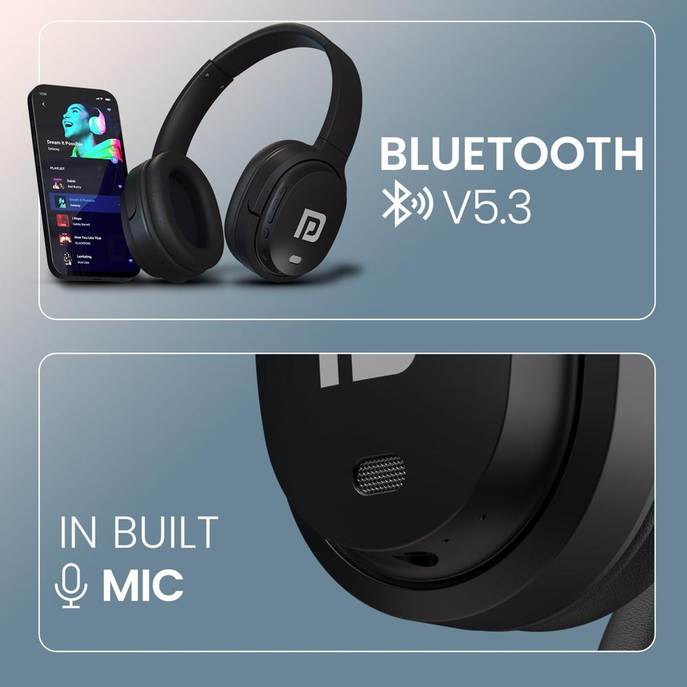 Portronics Muffs M4 Over Ear Bluetooth Headphone with Upto 40 Hours Playtime, Powerful Bass,