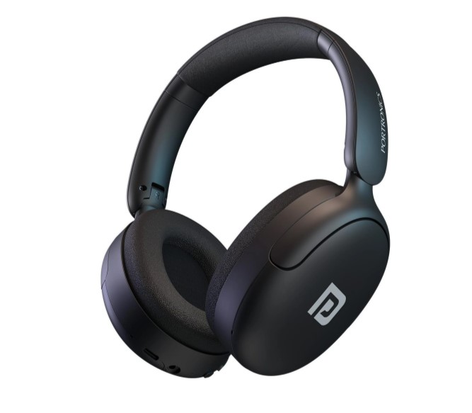 Portronics Muffs M5 Over Ear Hybrid ANC Bluetooth Headphone, 50 Hrs Playtime, Quad Mic Bluetooth & Wired Headset (Black, On the Ear)