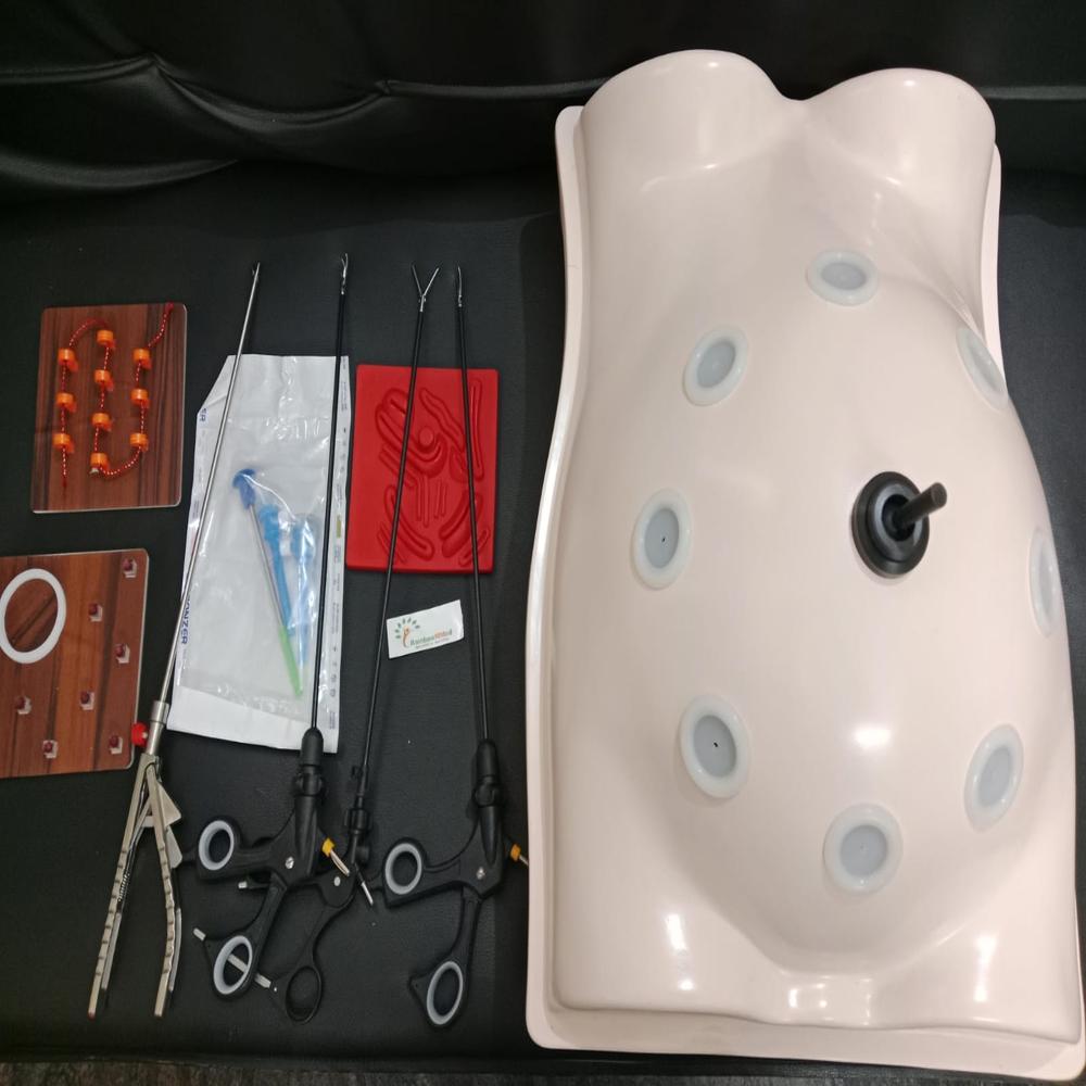 Laparoscopic abdomen shape Endo Trainer with 5 basic training instruments set