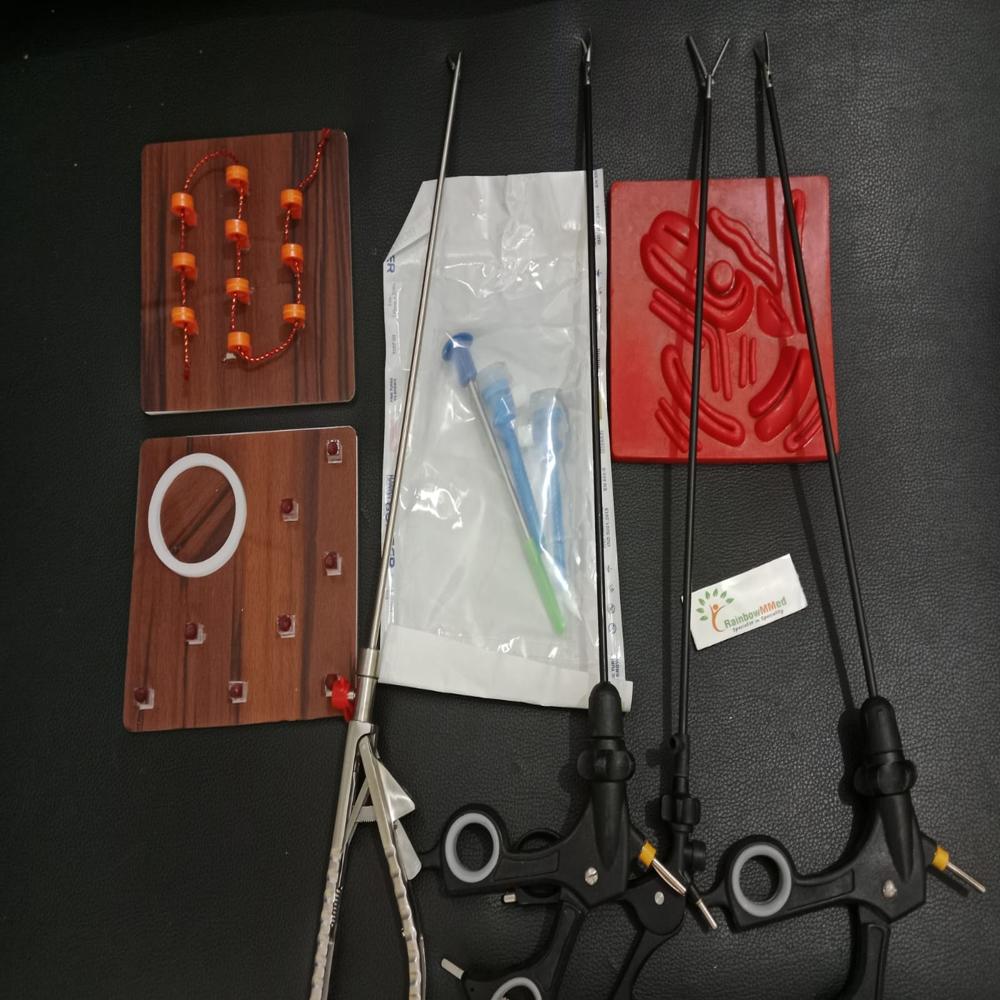 Laparoscopic abdomen shape Endo Trainer with 5 basic training instruments set