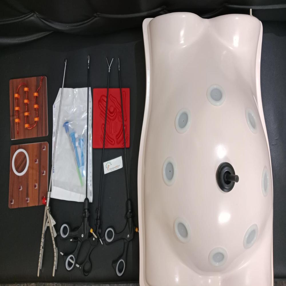 Laparoscopic abdomen shape Endo Trainer with 5 basic training instruments set