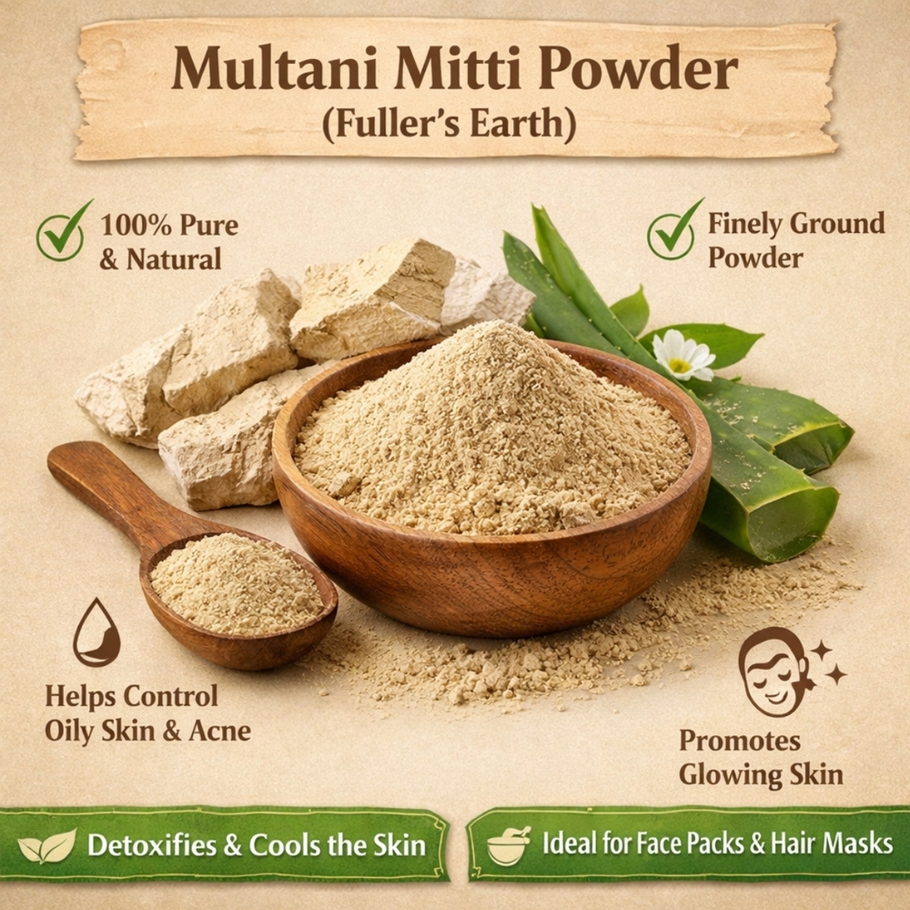 Multani Mitti Powder - Fuller's Earth - Pindol/gopi Chandan - Cultivation Type: Natural