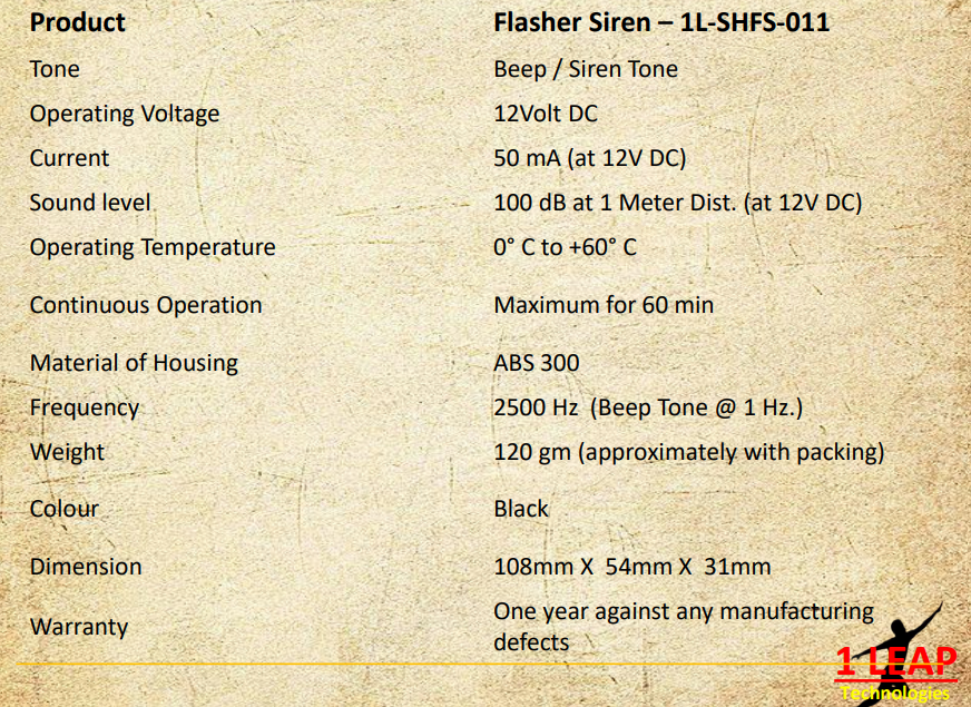 Flasher Siren 12vdc - Color: Black