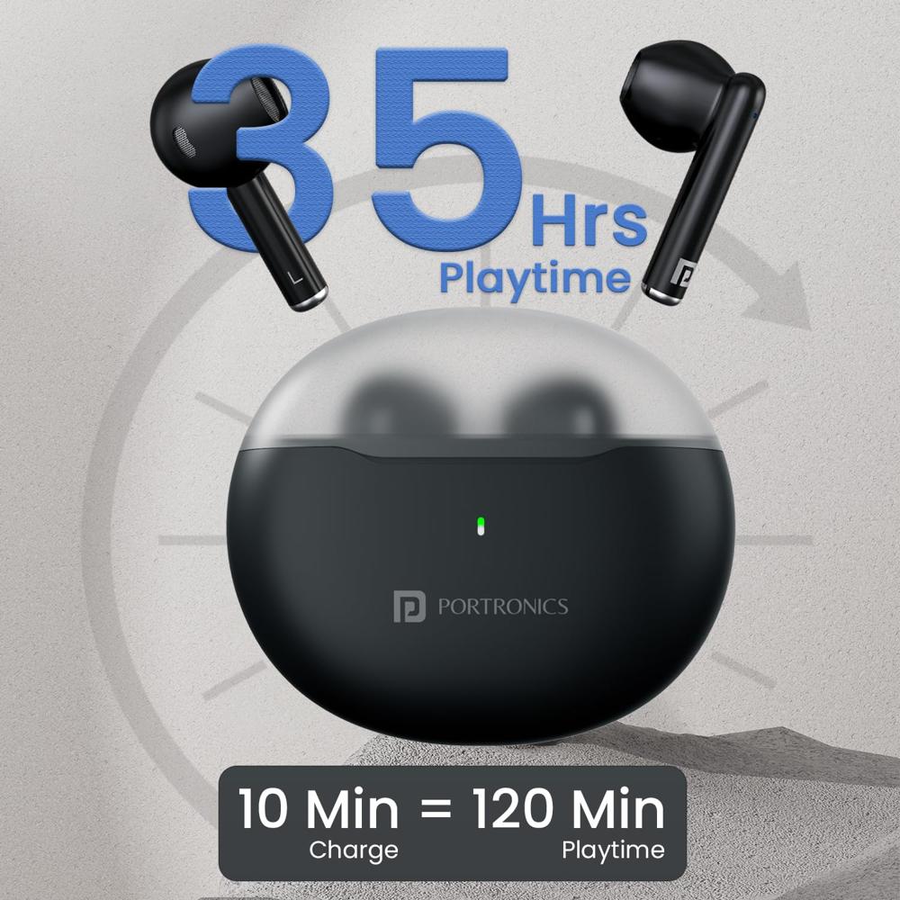 Portronics Twins S20 in Ear TWS Earbuds with 35 Hour Playtime, Touch Control, Low Latency, Game