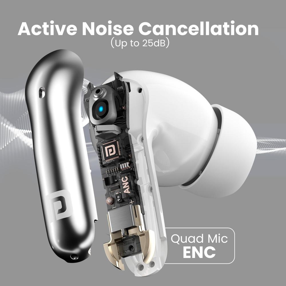 Portronics Harmonics Twins 28 ANC TWS in Ear Earbuds with Smart Touch Control, 50 Hours