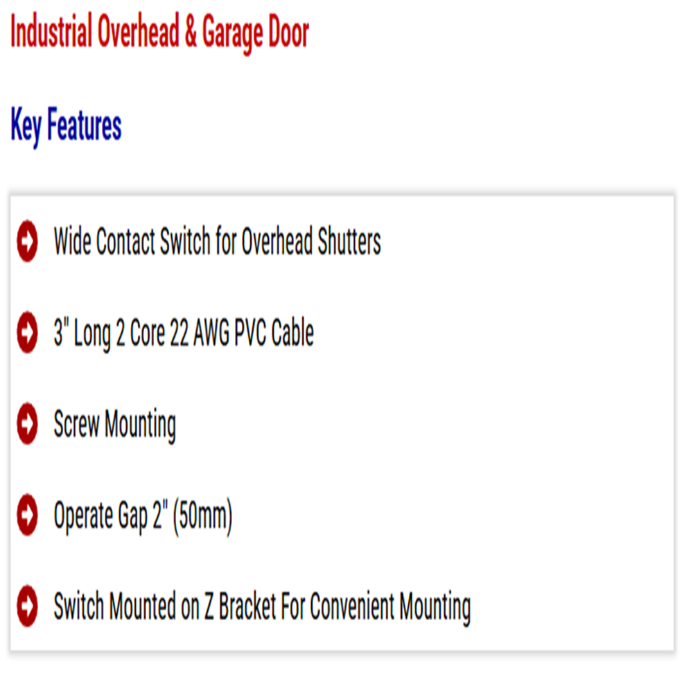 Overhead Mount Magnetic Switch - Color: Grey