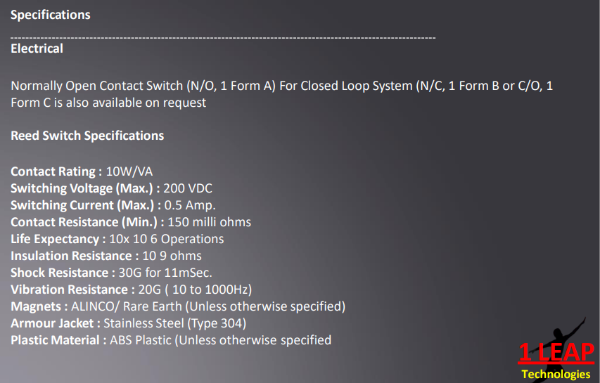 Recessed Magnetic Switch With terminal connector