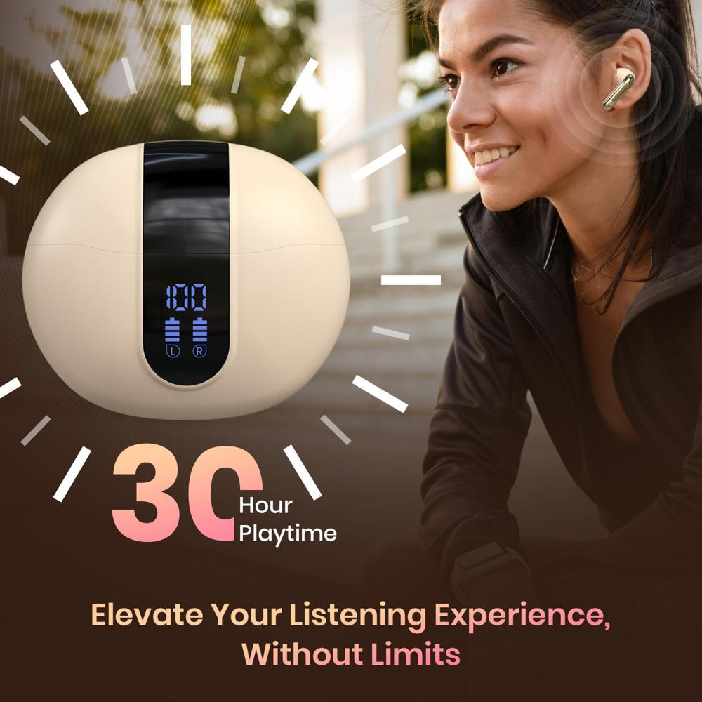 Portronics Twins 29 ANC in-ear TWS Wireless Bluetooth Earbuds With Digital Display, Upto 30 Hours Playtime