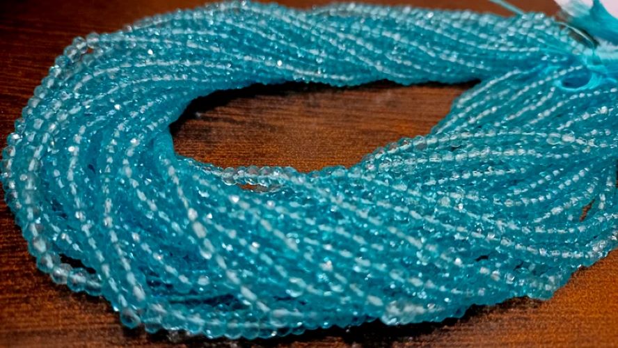 Natural Sky Blue Topaz Rondelle Faceted 3.5-4mm Beads Sold Per Strand 13 Inches Long