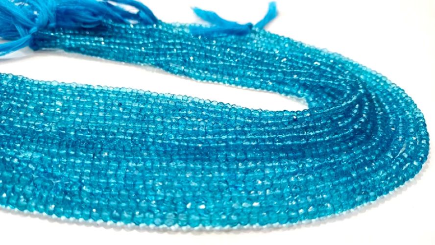 Natural Swiss Blue Topaz Rondelle Faceted 3.5-4mm Beads Sold Per Strand 13 Inches Long