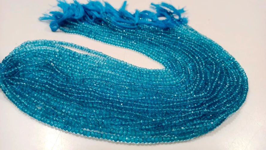 Natural Swiss Blue Topaz Rondelle Faceted 3.5-4mm Beads Sold Per Strand 13 Inches Long