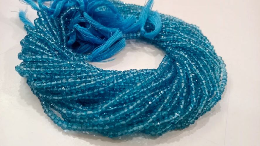 Natural Swiss Blue Topaz Rondelle Faceted 3.5-4mm Beads Sold Per Strand 13 Inches Long