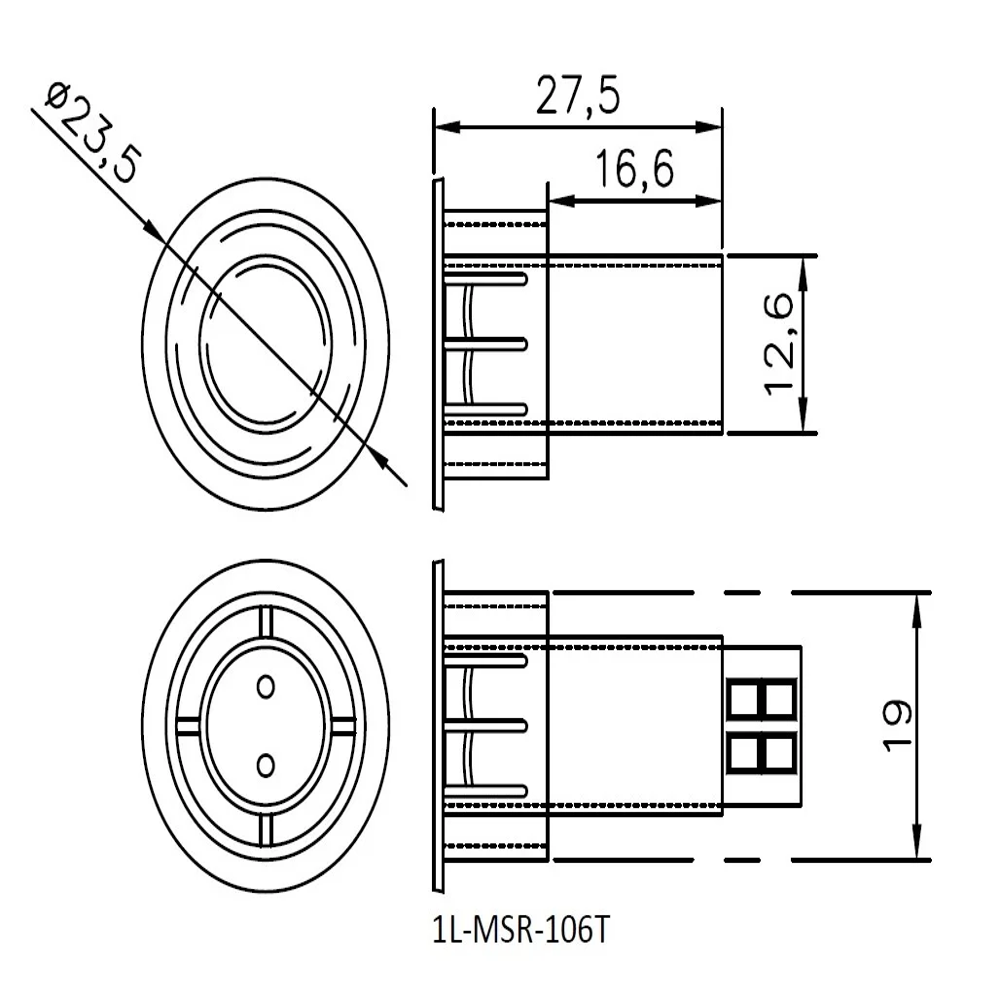 Steel door contact Recessed Mount Magnetic Switch