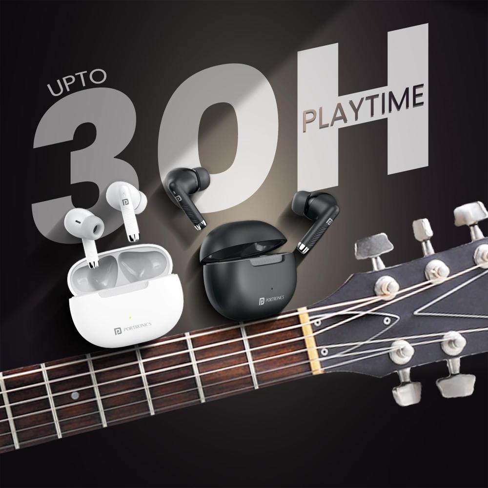 Portronics Harmonics Twins 32 in-Ear TWS Smart Earbuds with HD Mic, Upto 30 Hours Playtime,
