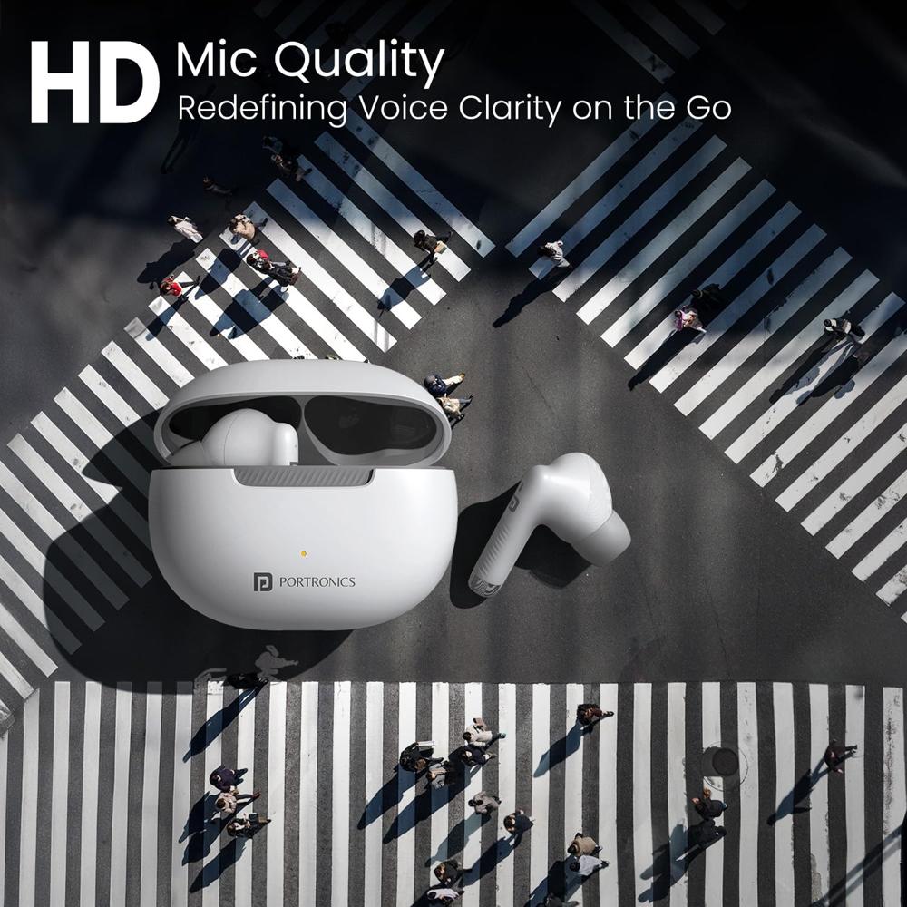 Portronics Harmonics Twins 32 in-Ear TWS Smart Earbuds with HD Mic, Upto 30 Hours Playtime,