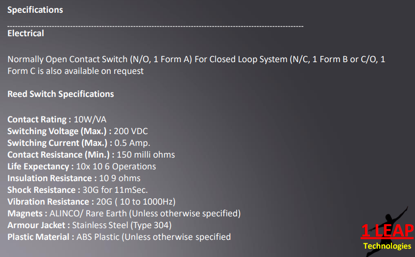 Magnetic Reed Switches NO/NC