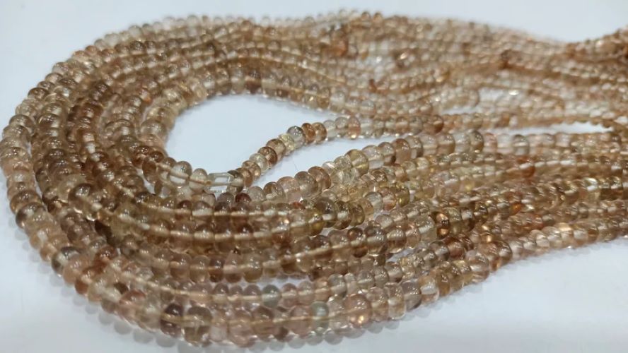 Natural Brown Topaz Rondelle Plain Smooth 3-4mm Beads Sold Per Strand 13 Inches long 