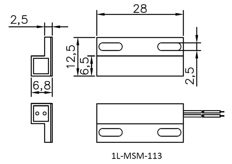 Stick-On Contact Flange NC Magnetic Reed Switch