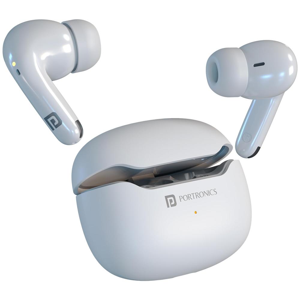 Portronics Harmonics Twins 33 ANC Truly Wireless Bluetooth in Ear Earbuds with Quad Mic ENC, Upto 50 Hours Playtime,