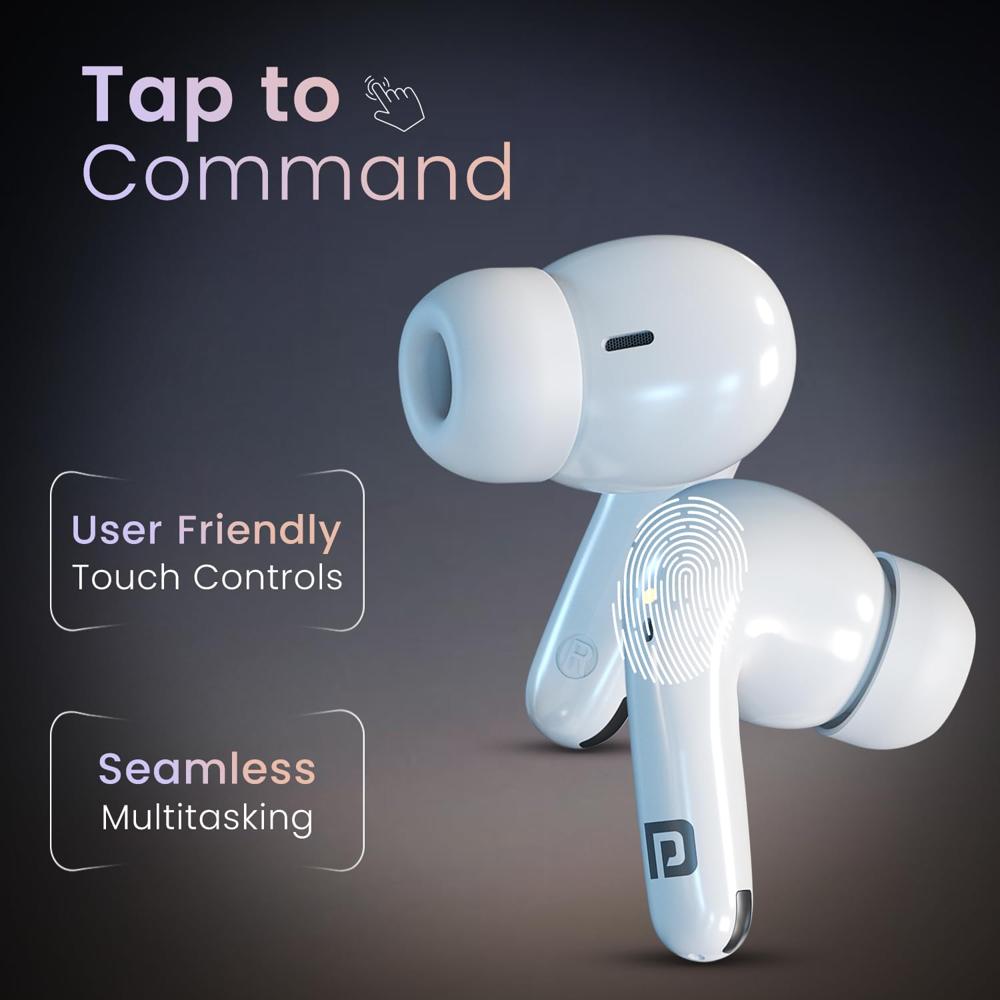 Portronics Harmonics Twins 33 ANC Truly Wireless Bluetooth in Ear Earbuds with Quad Mic ENC, Upto 50 Hours Playtime,