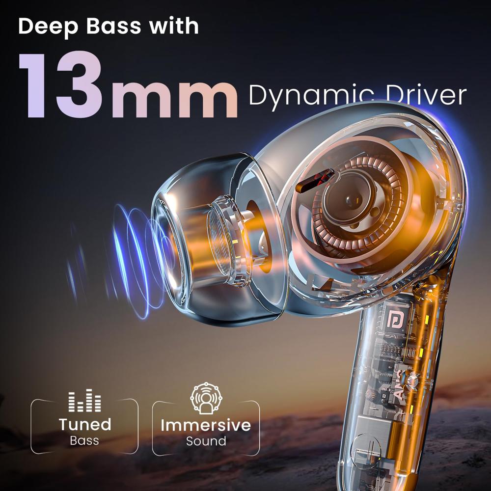 Portronics Harmonics Twins 33 ANC Truly Wireless Bluetooth in Ear Earbuds with Quad Mic ENC, Upto 50 Hours Playtime,