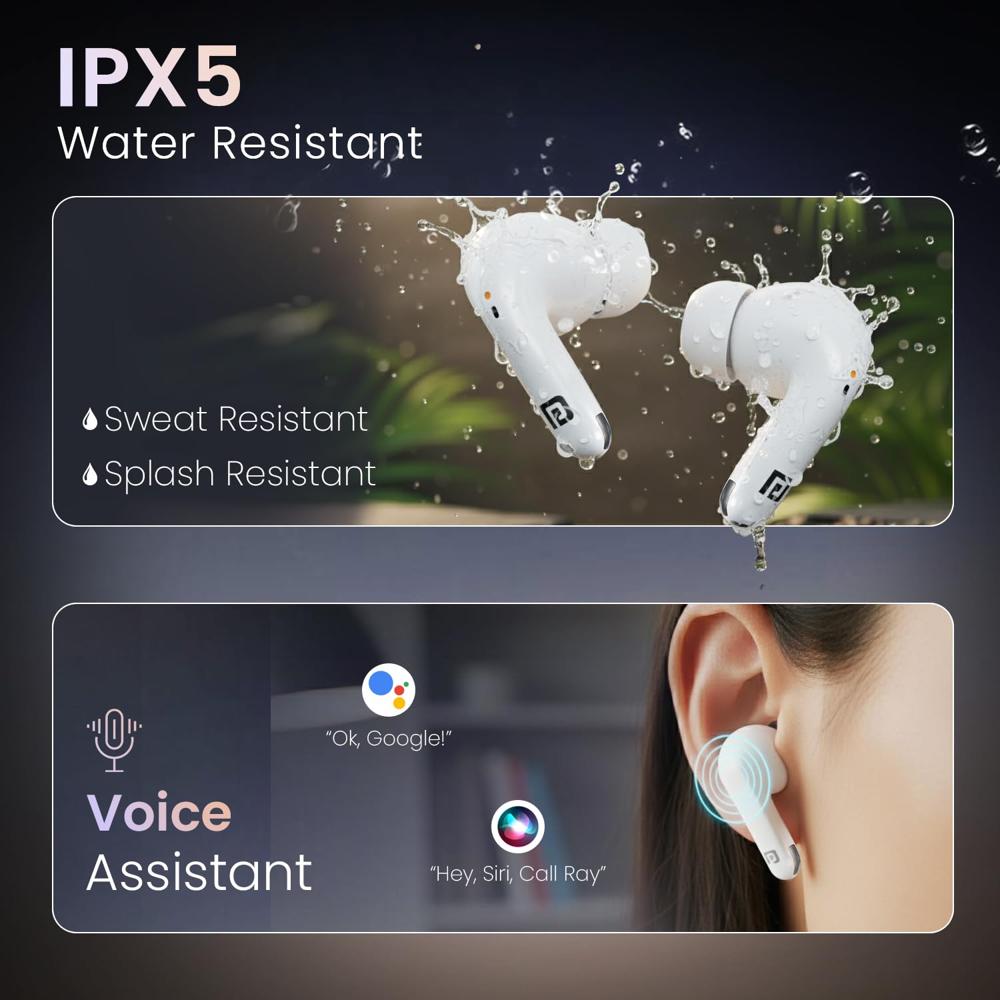 Portronics Harmonics Twins 33 ANC Truly Wireless Bluetooth in Ear Earbuds with Quad Mic ENC, Upto 50 Hours Playtime,