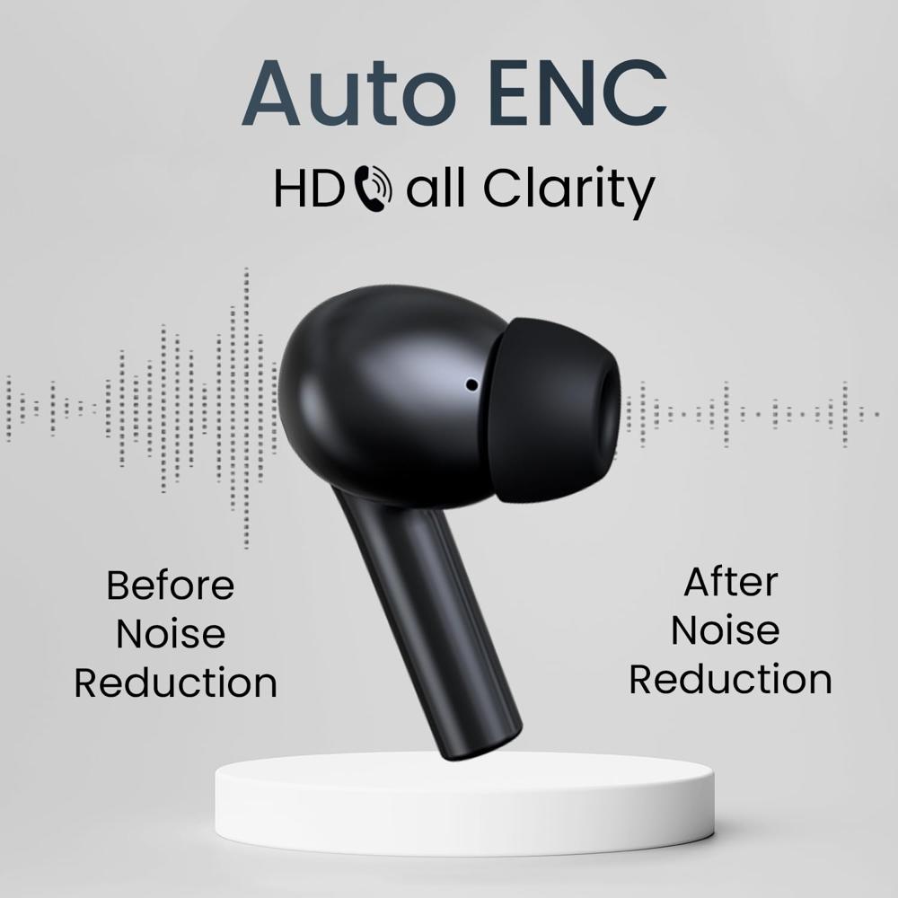 Portronics Harmonics Twins S6 TWS Earbuds with 50Hrs Playtime, Low Latency, Auto ENC, Quad