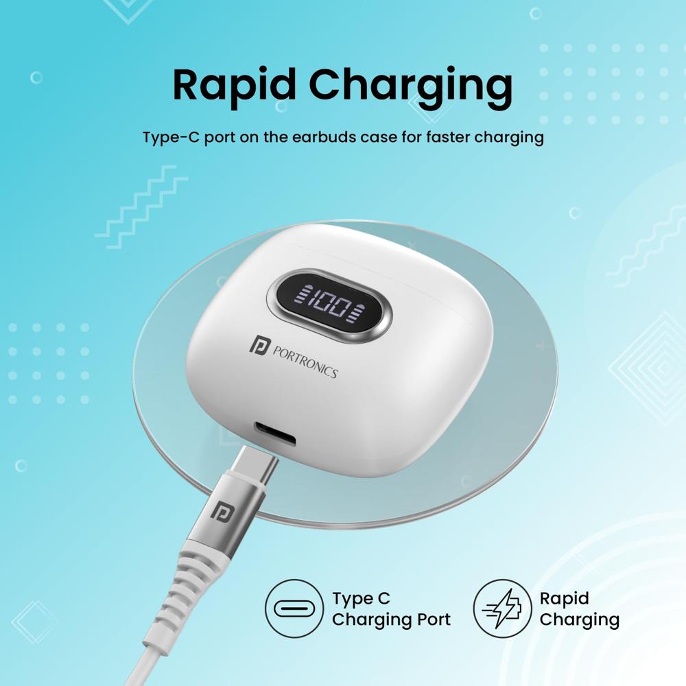 Portronics Harmonics Twins S9 True Wireless in Ear Earbuds with Upto 30H Playtime, Digital