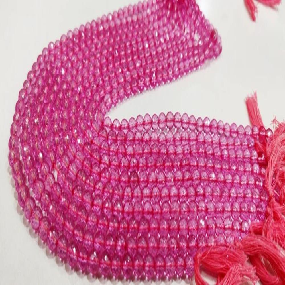 Natural Topaz Pink Color Round Ball Shape Faceted 6mm Beads Sold Per Strand 13 Inches Long