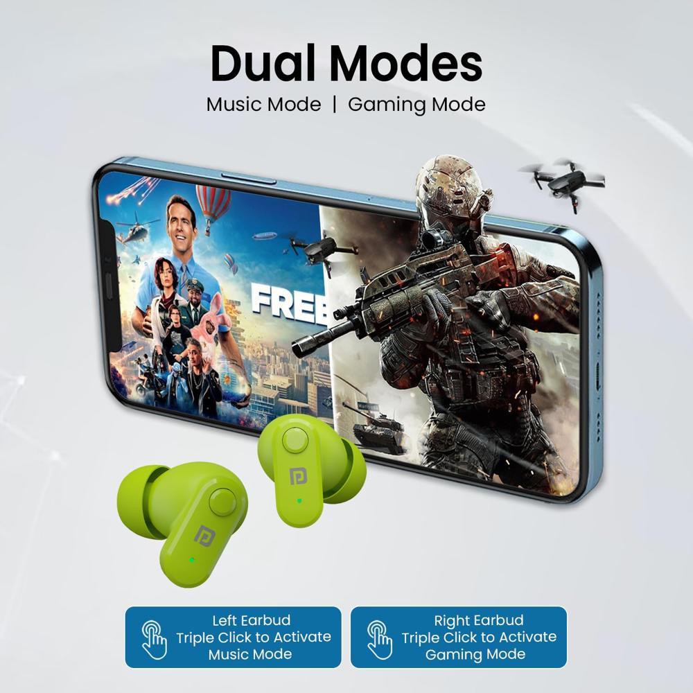 Portronics Harmonics Twins S16 in Ear Wireless TWS Earbuds with 24 Hrs Playtime, Clear Calls, Game &