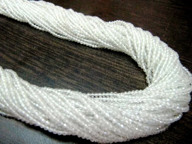 Natural White Topaz 2mm Rondelle Faceted Gemstone Beads Strand 13 inches long